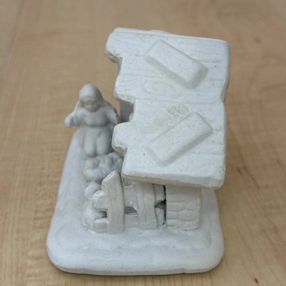 White Porcelain Nativity Figurine One Piece Mary Joseph & Baby Jesus Vintage
